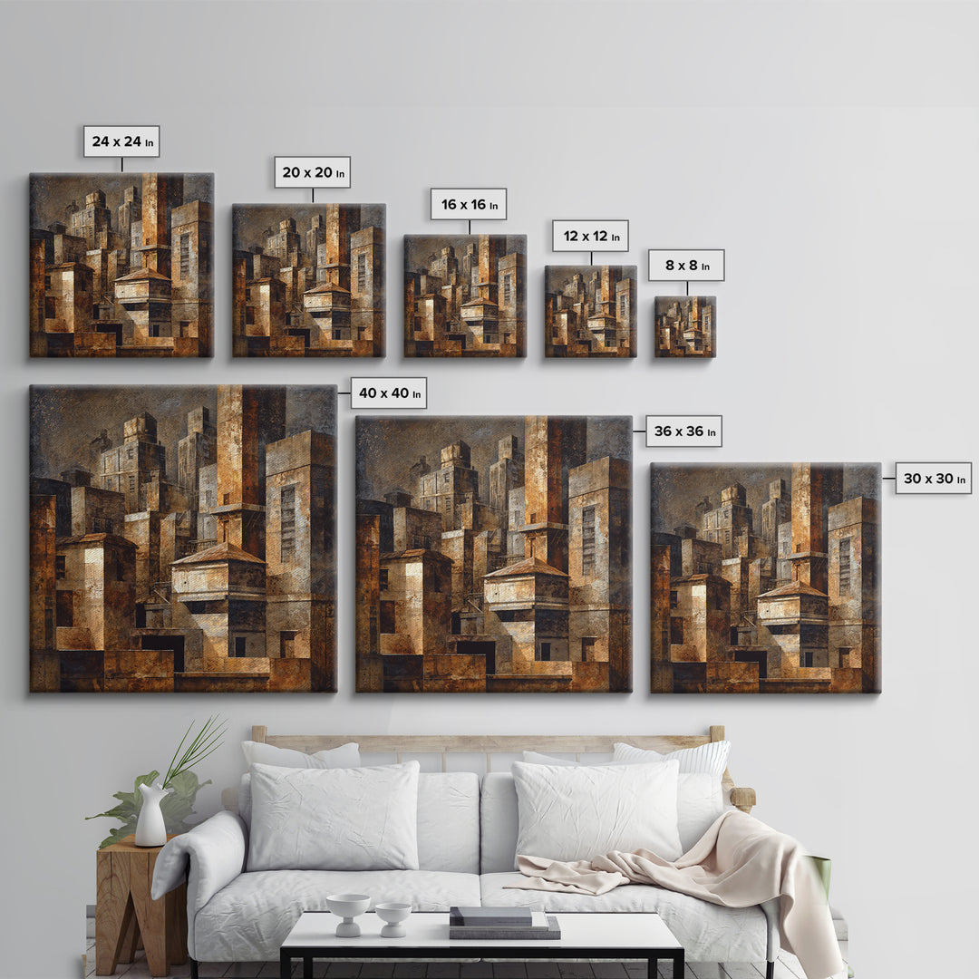 Industrial City Skyline Canvas Print, Industrial Art, Printables, Living Room Decor, Abstract Art, Foundry, Industrial Decor, IND-1x1-36