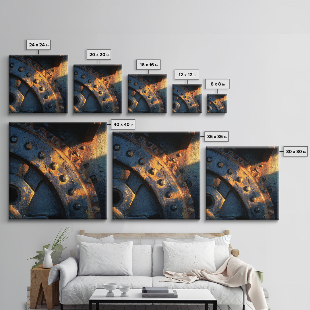 Steam Locomotive Wheel Closeup Canvas Print, Industrial Art, Modern Decor, Living Room Decor, Oil Painting, Foundry, Wall Decor, IND-1x1-54
