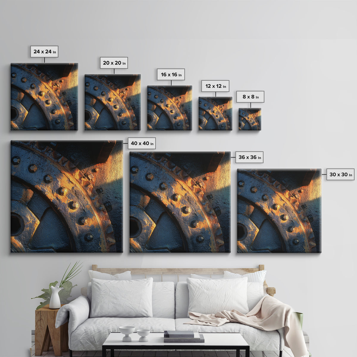Steam Locomotive Wheel Closeup Canvas Print, Industrial Art, Modern Decor, Living Room Decor, Oil Painting, Foundry, Wall Decor, IND-1x1-54
