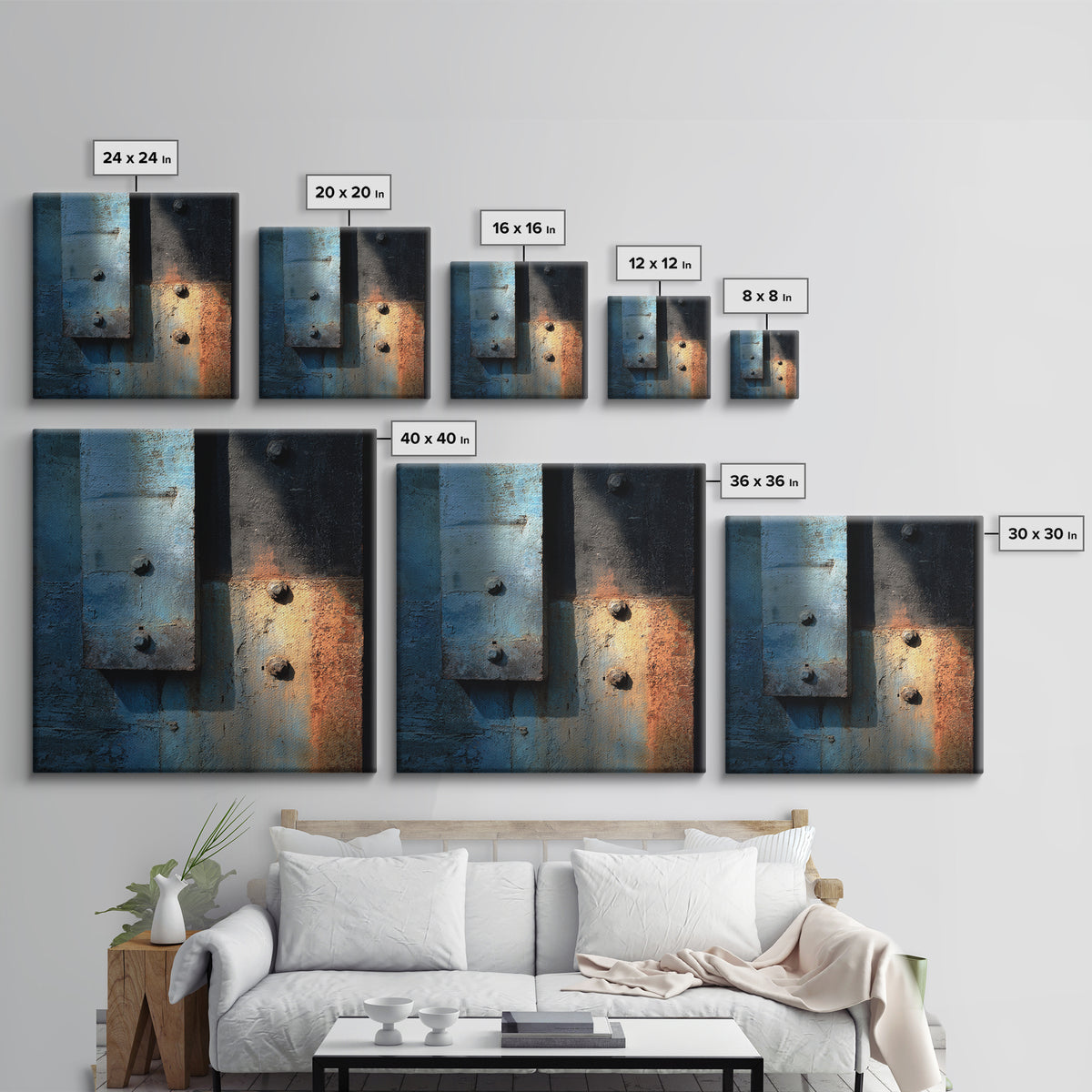 Concrete Wall Abstract Framed Canvas Print, Industrial Art, Wall Decor, Living Room Decor, Fine Art, Foundry, Abstract Wall Art, IND-1x1-57