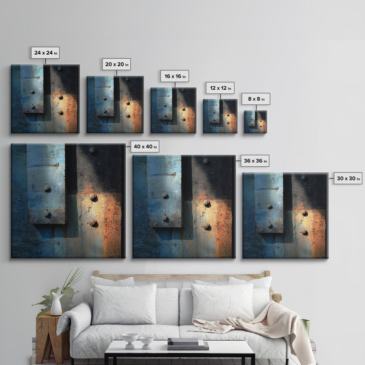 Concrete Wall Abstract Framed Canvas Print, Industrial Art, Wall Decor, Living Room Decor, Fine Art, Foundry, Abstract Wall Art, IND-1x1-57