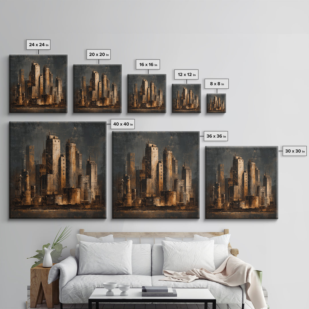 Industrial City Skyline Canvas Print, Industrial Art, Modern Art, Living Room Decor, Abstract Art, Foundry, Modern Decor, IND-1x1-60