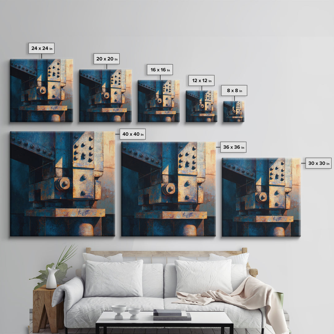Urban Rail Yard Canvas Print, Industrial Art, Living Room Decor, Watercolor Art, Foundry, Abstract Art, Textured Wall Art, IND-1x1-69