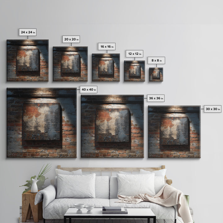 Exposed Brick Texture Abstract Canvas Print, Industrial Art, Rustic Home Decor, Living Room Decor, Abstract Art, Foundry, IND-1x1-76