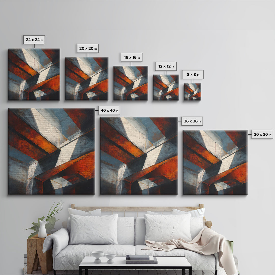Steel Beams Crossing Like Abstract Lines Canvas Print, Industrial Art, Digital Prints, Living Room Decor, Abstract Art, Foundry, IND-1x1-89