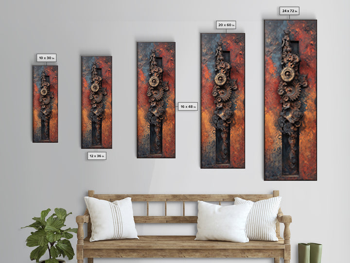 Rusted Gears Arranged as Sculptural Still Life Canvas Print, Industrial Art, Digital Prints, Living Room Decor, Foundry, IND-1x3-37