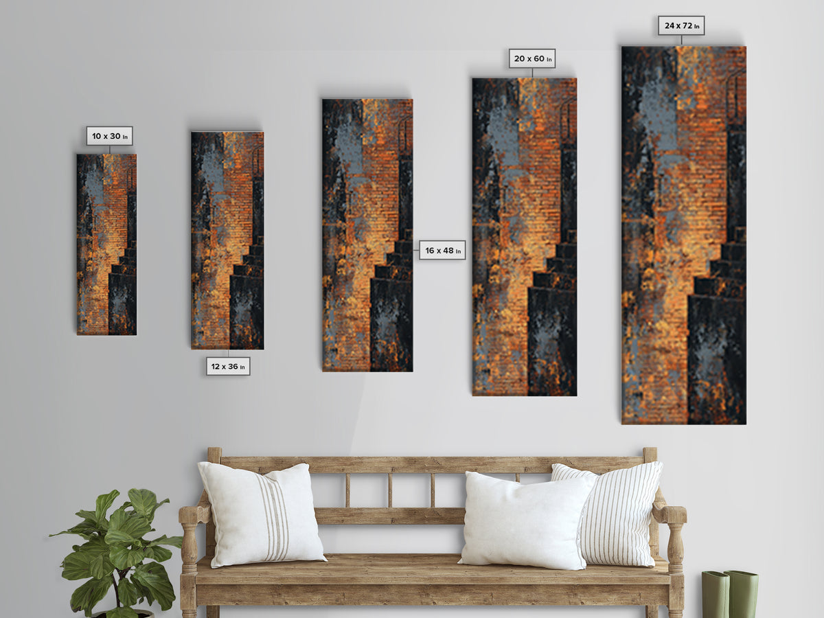 Exposed Brick Texture Abstract Framed Canvas Print, Industrial Art, Contemporary Art, Living Room Decor, Abstract Art, Foundry, IND-1x3-64