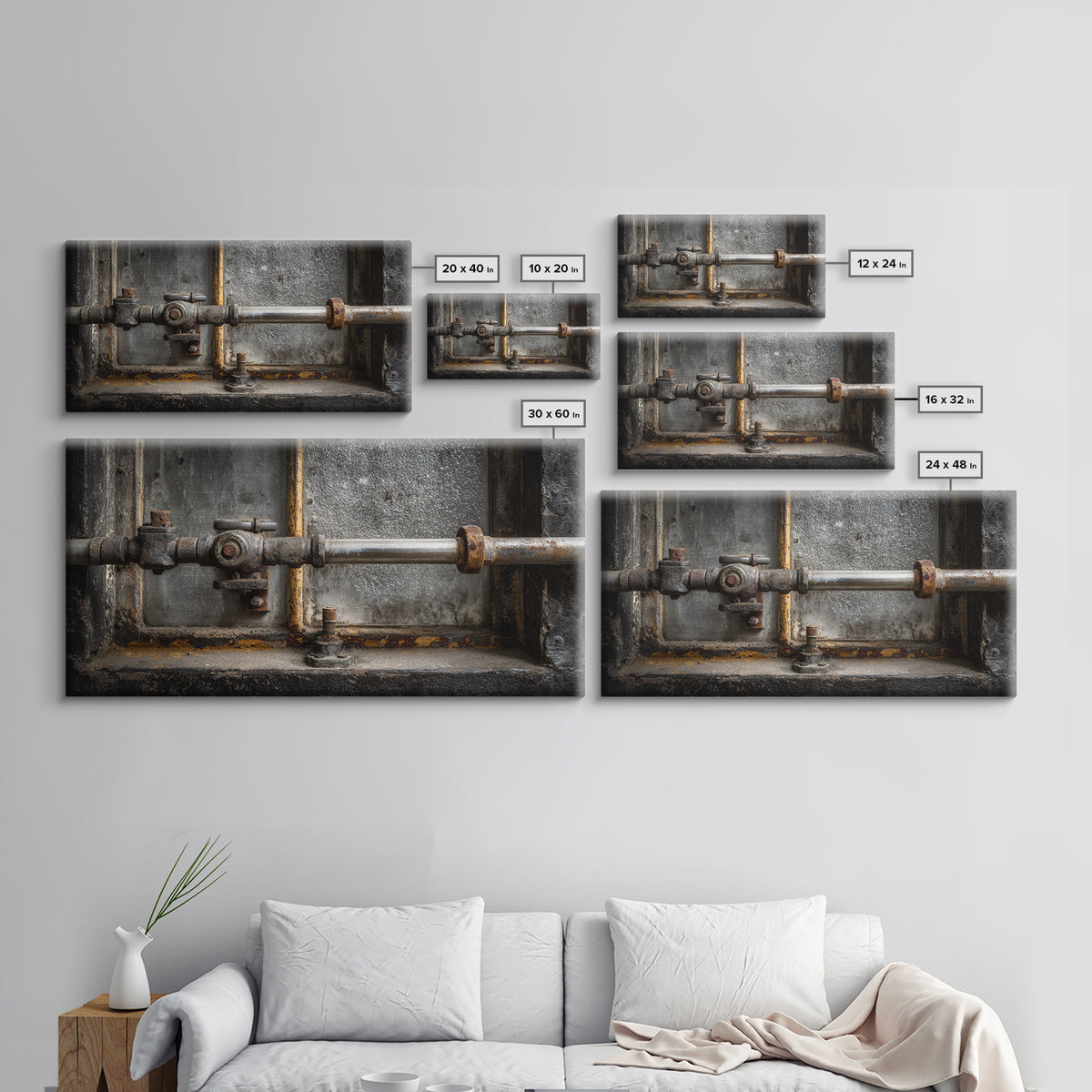 Old Factory Window Canvas Print, Industrial Art, Home Decor, Living Room Decor, Foundry, Abstract Art, Textured Wall Art, IND-2x1-22