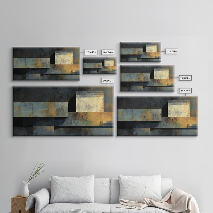 Concrete Wall Abstract Framed Canvas Print, Industrial Art, Printable Art, Living Room Decor, Abstract Art, Foundry, IND-2x1-29