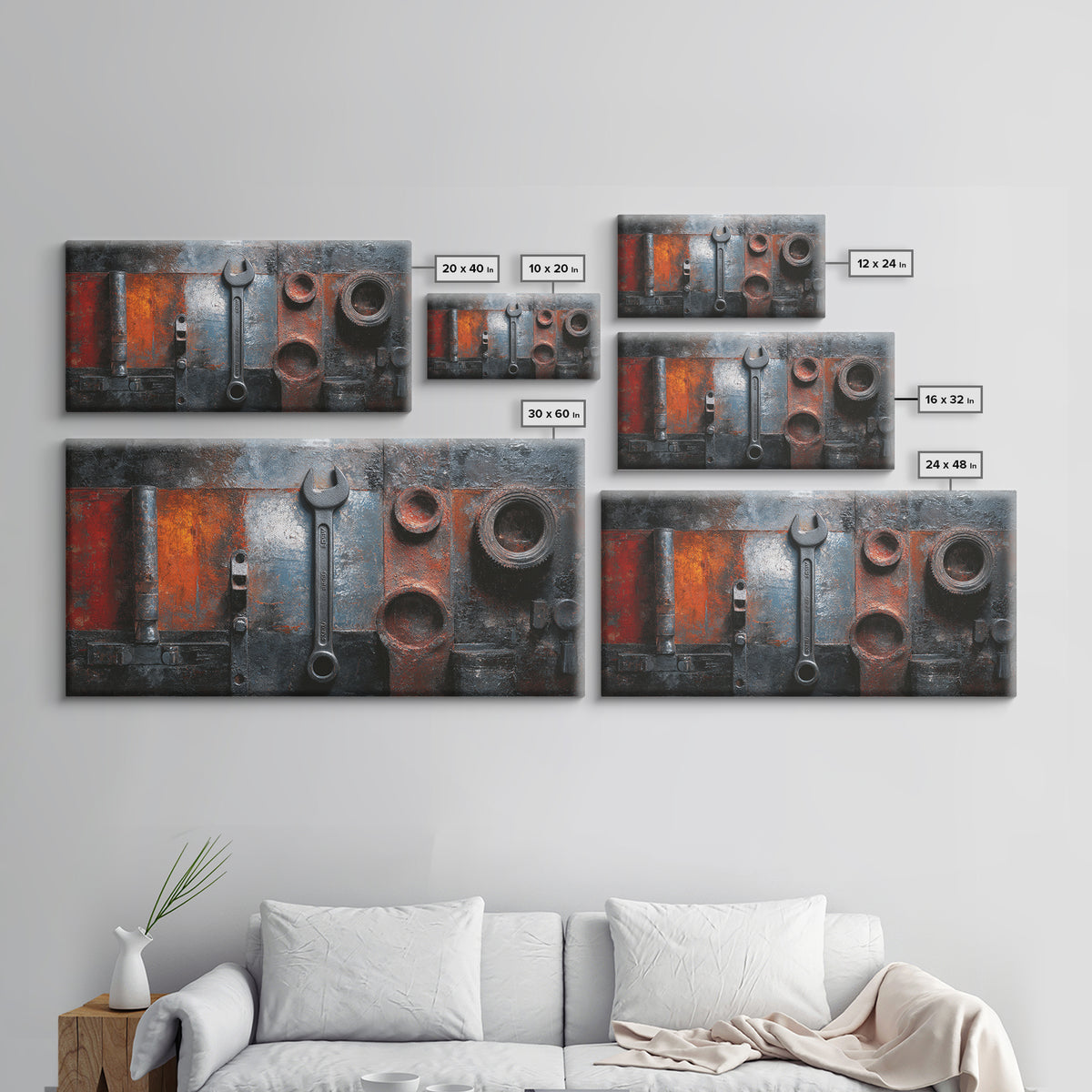 Riveted Metal Panel Texture Study Framed Canvas Print, Industrial Art, Wall Art, Living Room Decor, Fine Art, Foundry, IND-2x1-42