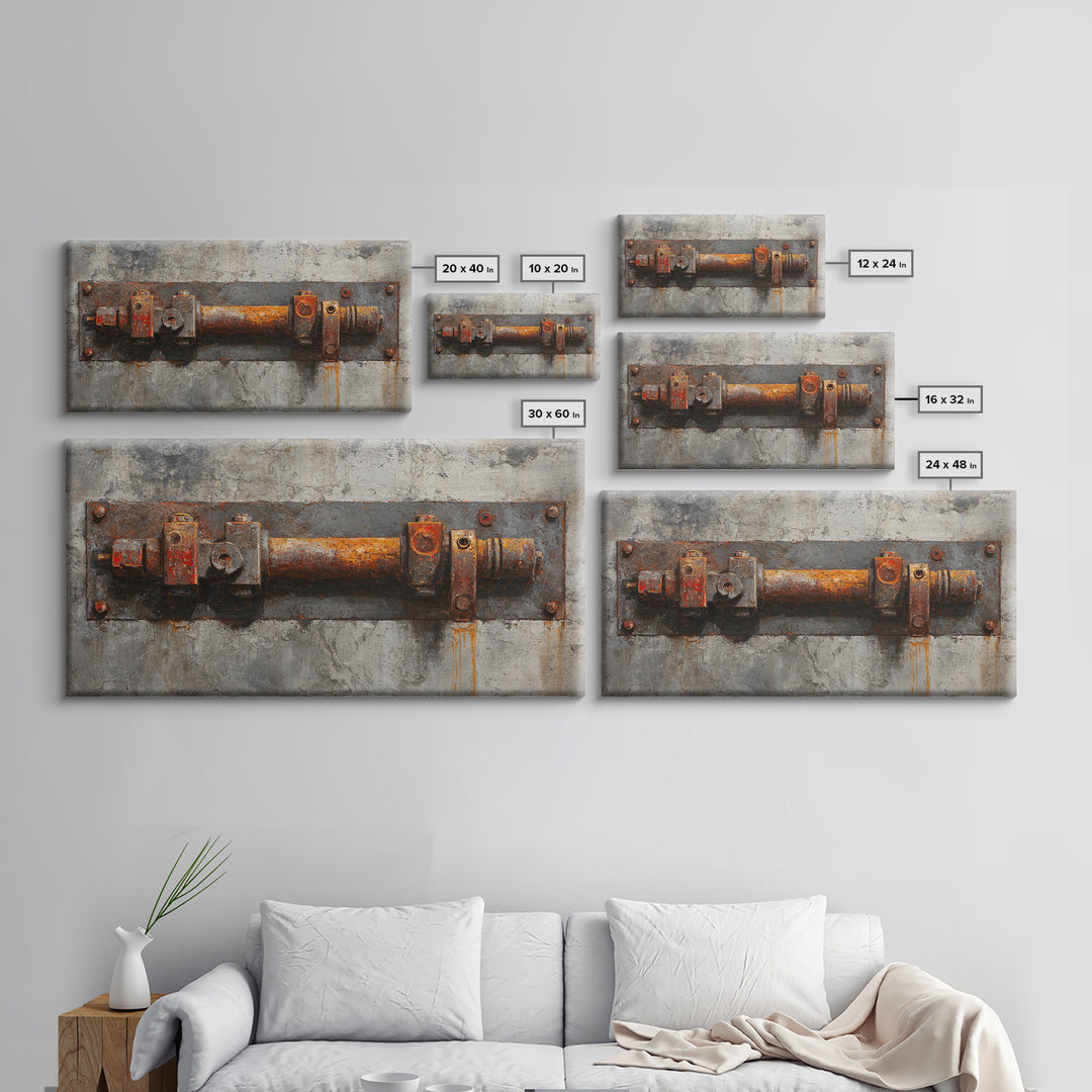 Concrete Wall Abstract Canvas Print, Industrial Art, Dining Room Wall Art, Living Room Decor, Abstract Art, Foundry, IND-2x1-53