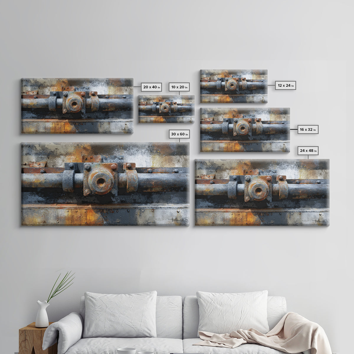 Urban Rail Yard Framed Canvas Print, Industrial Art, Metal Art, Living Room Decor, Abstract Art, Foundry, Gallery Decor, IND-2x1-65