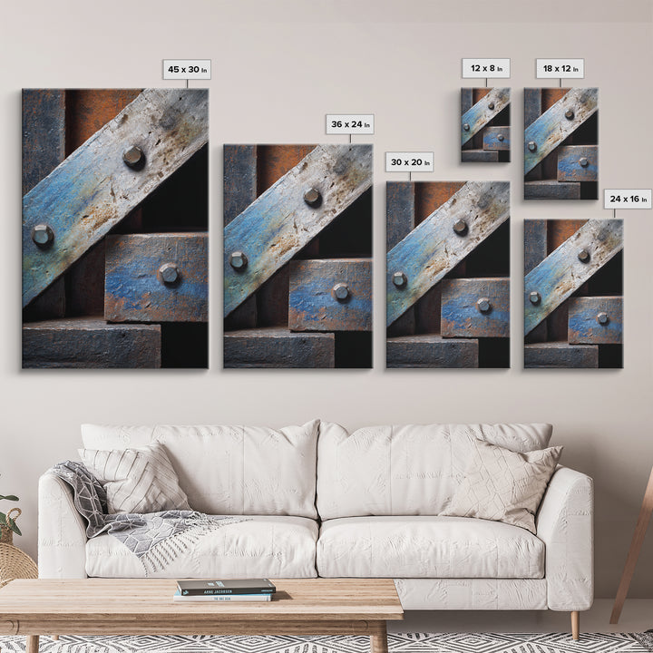 Steel Beams Crossing Like Abstract Lines Framed Canvas Print, Industrial Art, Printable Art, Living Room Decor, Foundry, IND-2x3-1