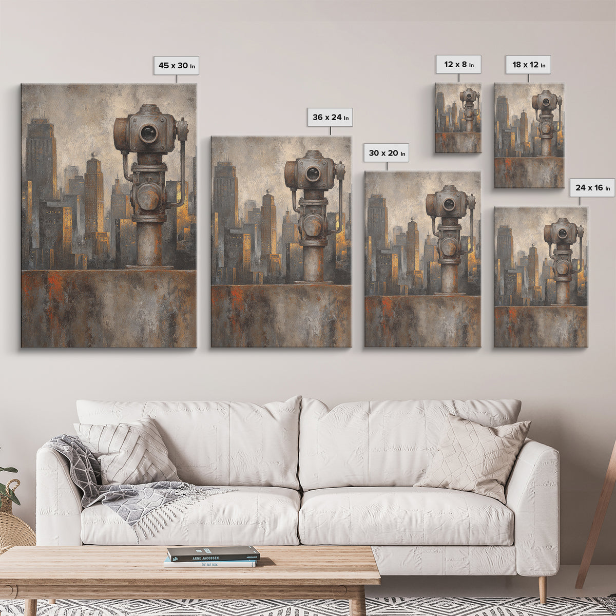 Industrial City Skyline Framed Canvas Print, Industrial Art, Living Room Decor, Abstract Art, Foundry, Abstract Wall Art, IND-2x3-44