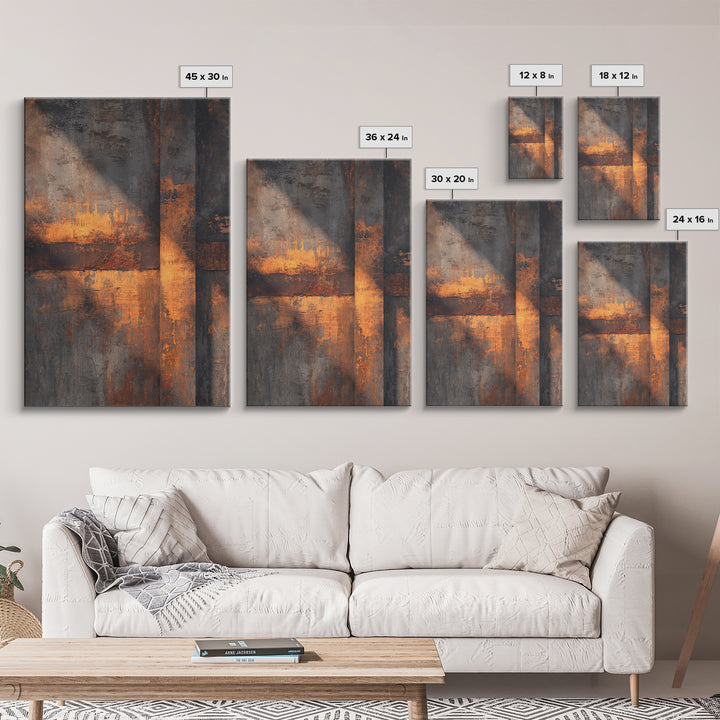 Exposed Brick Texture Abstract Framed Canvas Print, Industrial Art, Abstract Painting, Living Room Decor, Abstract Art, Foundry, IND-2x3-60