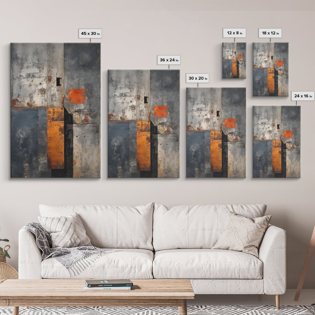 Concrete Wall Abstract Canvas Print, Industrial Art, Steampunk Decor, Living Room Decor, Fine Art, Foundry, Luxury Decor, IND-2x3-65