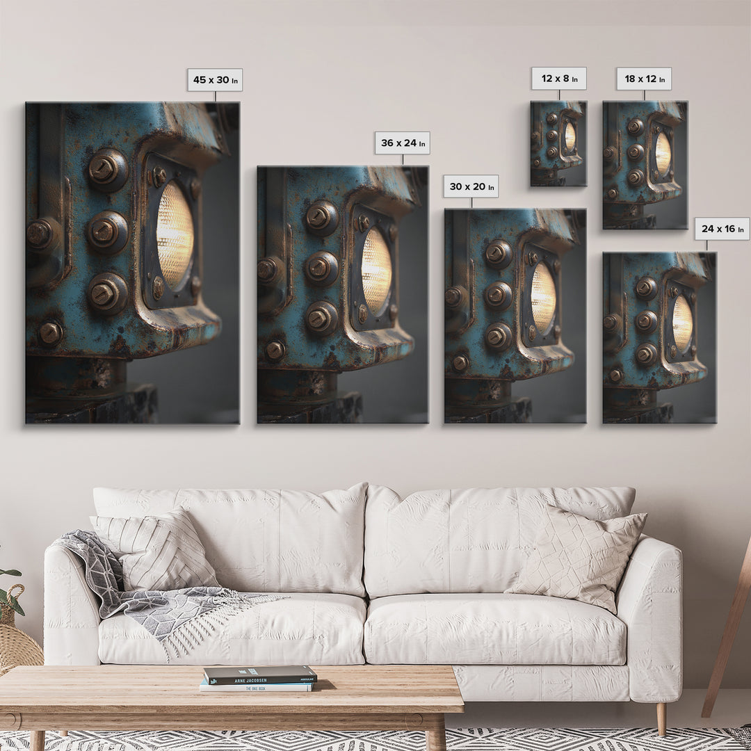 Industrial Lamp with Warm Glow Canvas Print, Industrial Art, Steampunk Decor, Living Room Decor, Foundry, Luxury Decor, IND-2x3-79