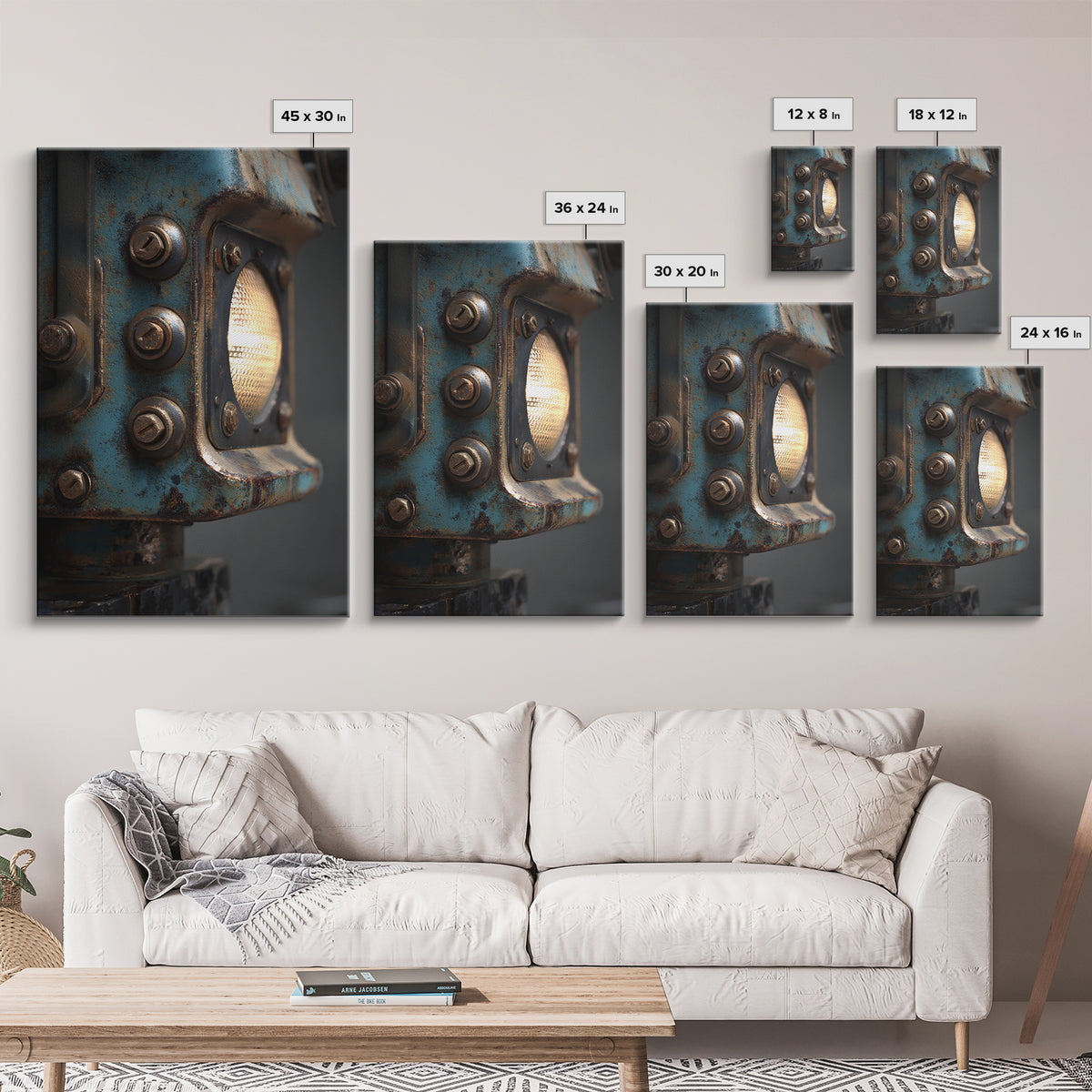 Industrial Lamp with Warm Glow Canvas Print, Industrial Art, Steampunk Decor, Living Room Decor, Foundry, Luxury Decor, IND-2x3-79