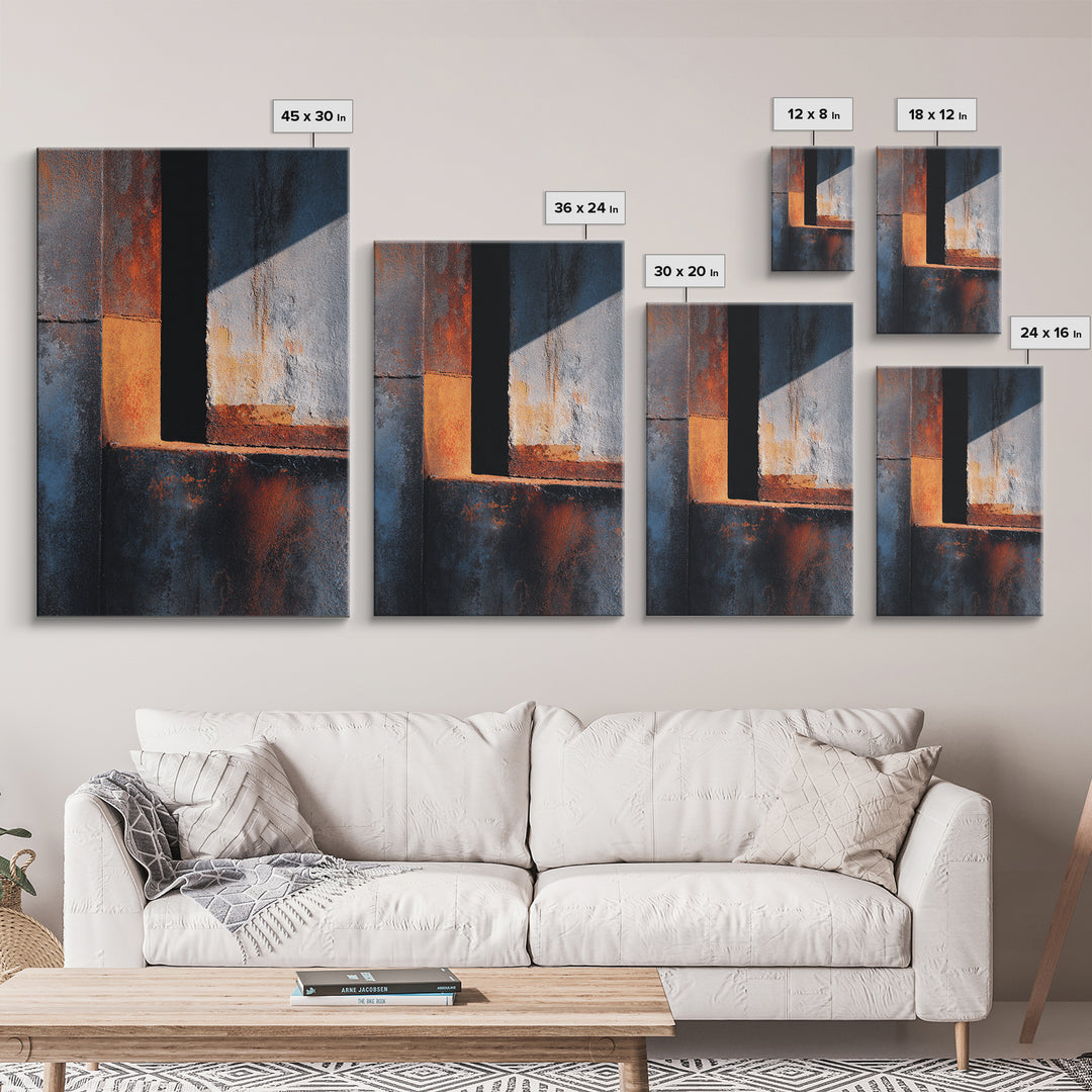 Abstract Smoke and Steel Shapes Framed Canvas Print, Industrial Art, Metal Art, Living Room Decor, Abstract Art, Foundry, IND-2x3-80