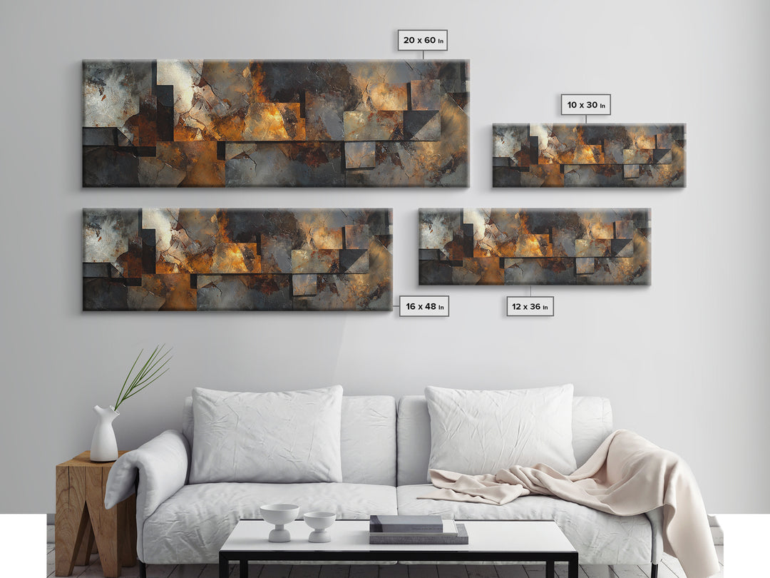 Abstract Smoke and Steel Shapes Canvas Print, Industrial Art, Modern Decor, Living Room Decor, Fine Art, Foundry, Wall Decor, IND-3x1-40