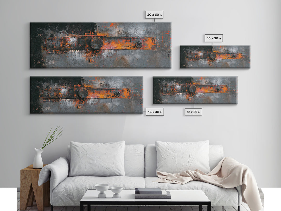 Exposed Brick Texture Abstract Framed Canvas Print, Industrial Art, Fine Art Print, Living Room Decor, Abstract Art, Foundry, IND-3x1-44