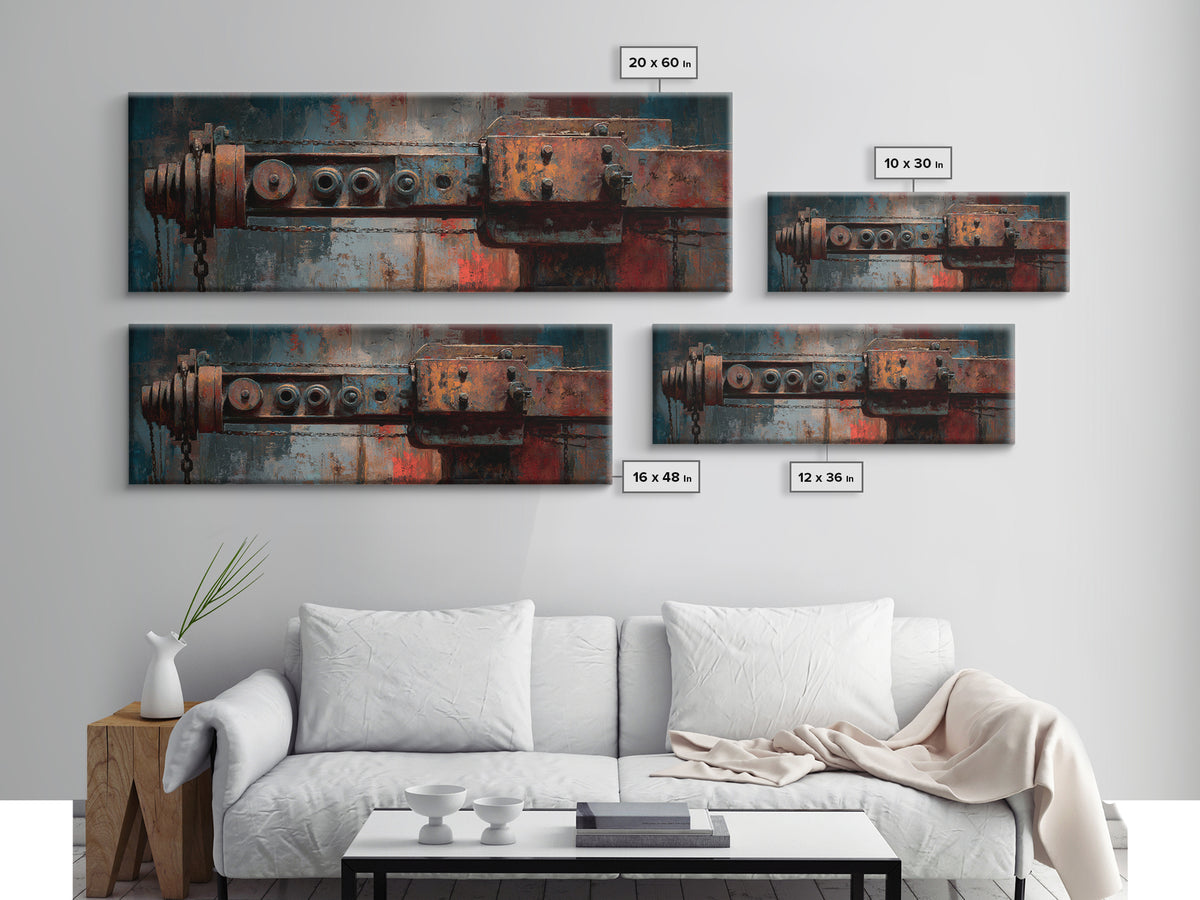 Warehouse Crane Silhouette Canvas Print, Industrial Art, Abstract Wall Art, Living Room Decor, Foundry, Black and White Art, IND-3x1-71