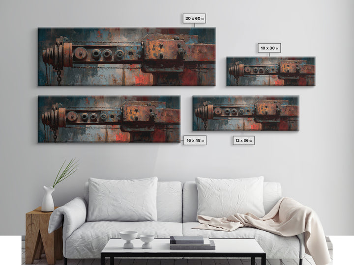 Warehouse Crane Silhouette Canvas Print, Industrial Art, Abstract Wall Art, Living Room Decor, Foundry, Black and White Art, IND-3x1-71