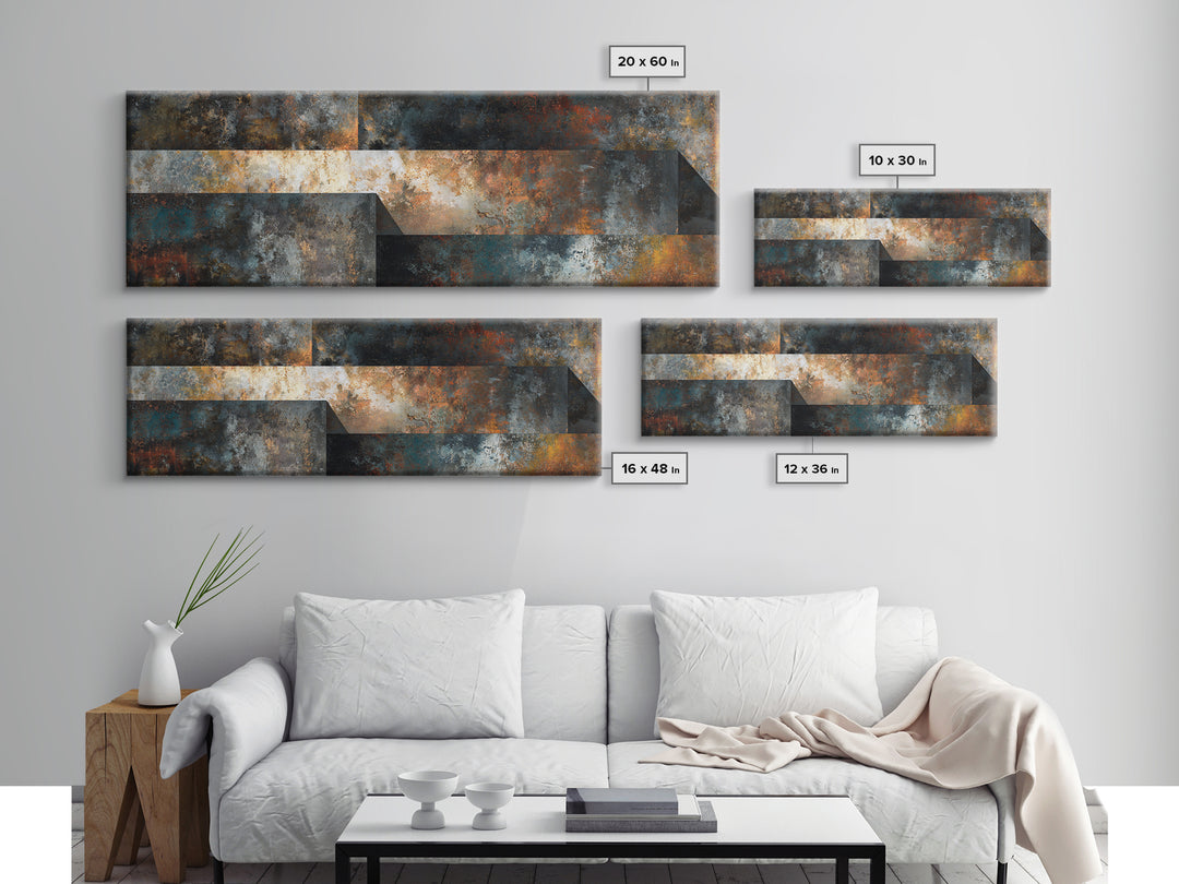 Exposed Brick Texture Abstract Canvas Print, Industrial Art, Printables, Living Room Decor, Foundry, Dining Room Wall Art, IND-3x1-92