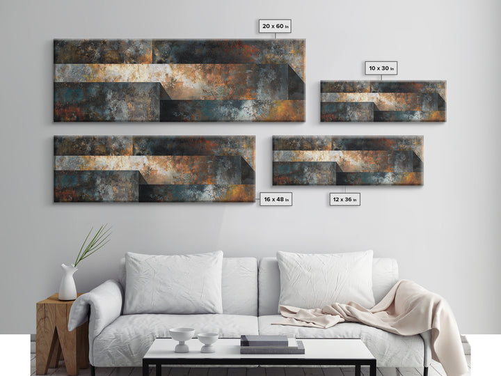 Exposed Brick Texture Abstract Canvas Print, Industrial Art, Printables, Living Room Decor, Foundry, Dining Room Wall Art, IND-3x1-92