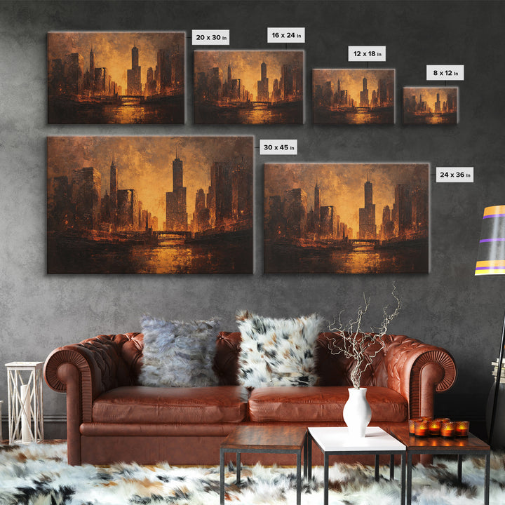 Industrial City Skyline Canvas Print, Industrial Art, Modern Decor, Living Room Decor, Abstract Art, Foundry, Wall Decor, IND-3x2-16
