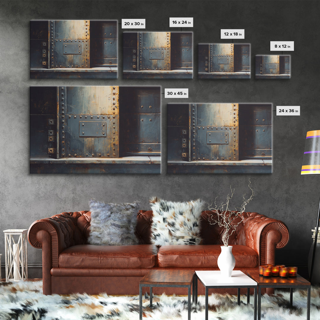 Riveted Metal Panel Texture Study Canvas Print, Industrial Art, Dining Room Wall Art, Living Room Decor, Watercolor Art, IND-3x2-26