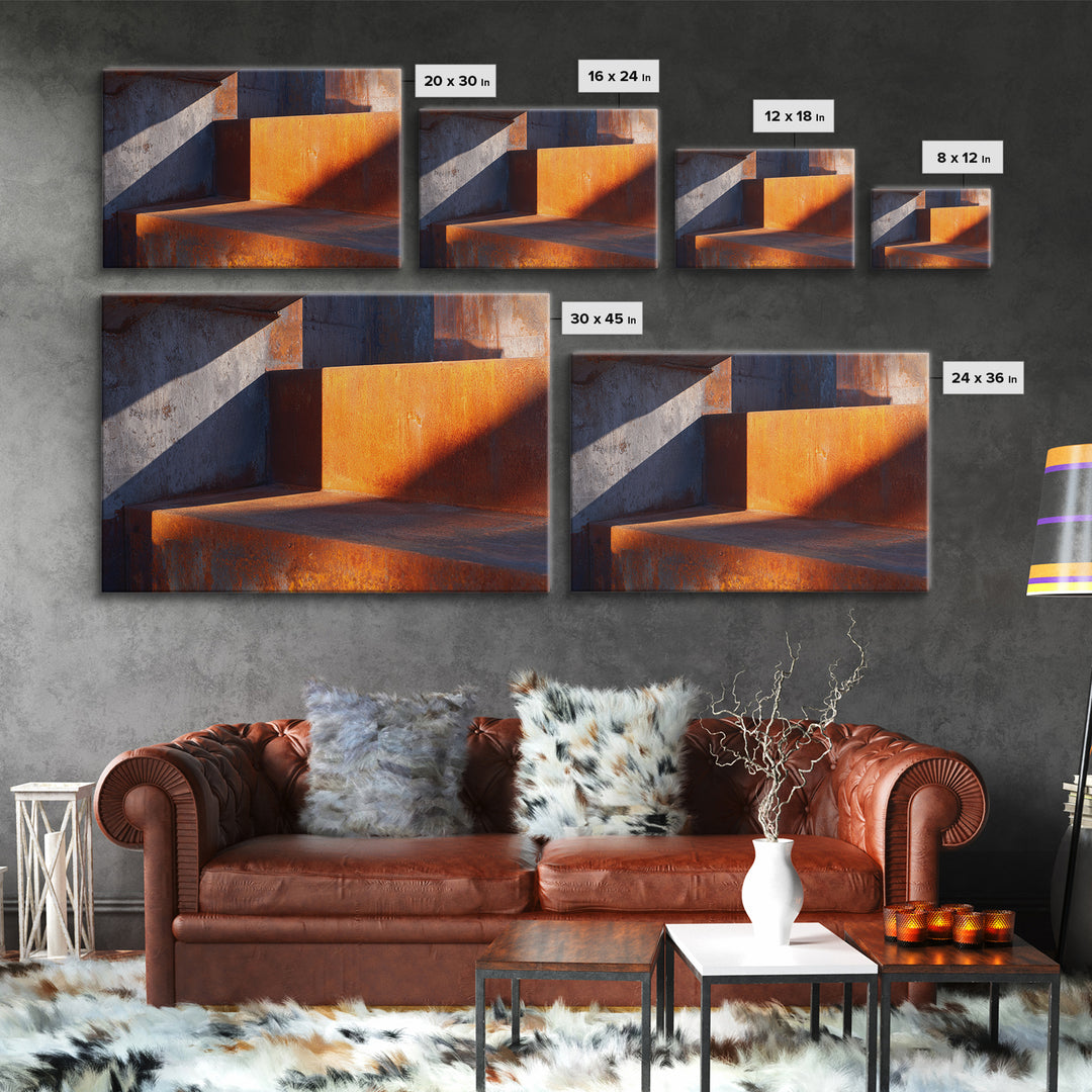 Abstract Smoke and Steel Shapes Framed Canvas Print, Industrial Art, Texas Art, Living Room Decor, Abstract Art, Foundry, IND-3x2-28