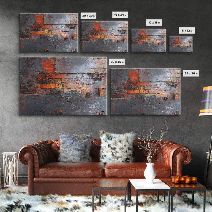 Exposed Brick Texture Abstract Canvas Print, Industrial Art, Digital Prints, Living Room Decor, Abstract Art, Foundry, IND-3x2-56