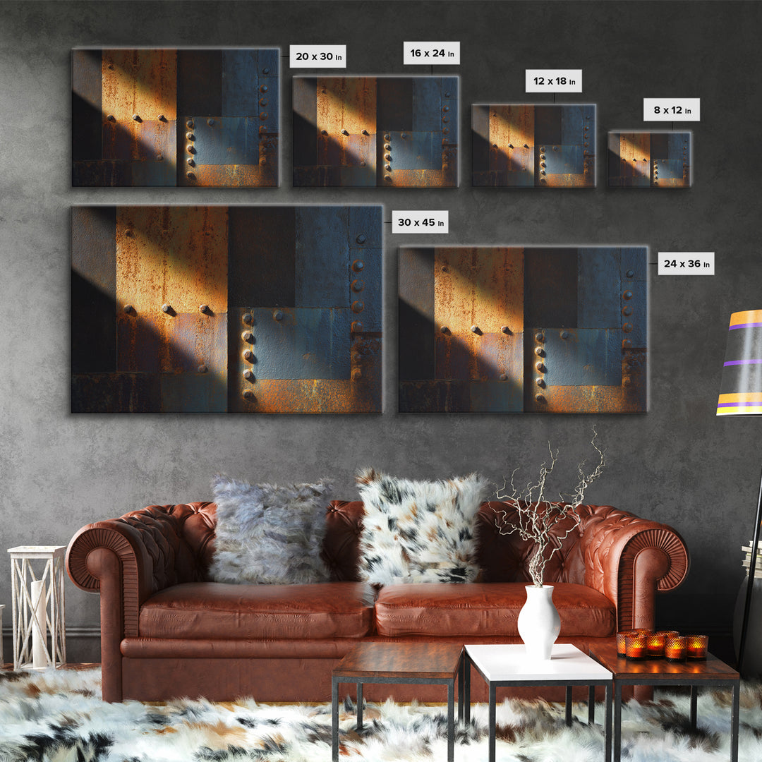 Riveted Metal Panel Texture Study Canvas Print, Industrial Art, Modern Decor, Living Room Decor, Fine Art, Foundry, Wall Decor, IND-3x2-98