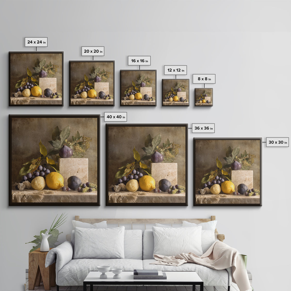 Marble Fruit Still Life Canvas Print, Italian Villa Art, Large Wall Art, Living Room Decor, Fine Art, Villa, Landscape Art, IVA-1x1-23