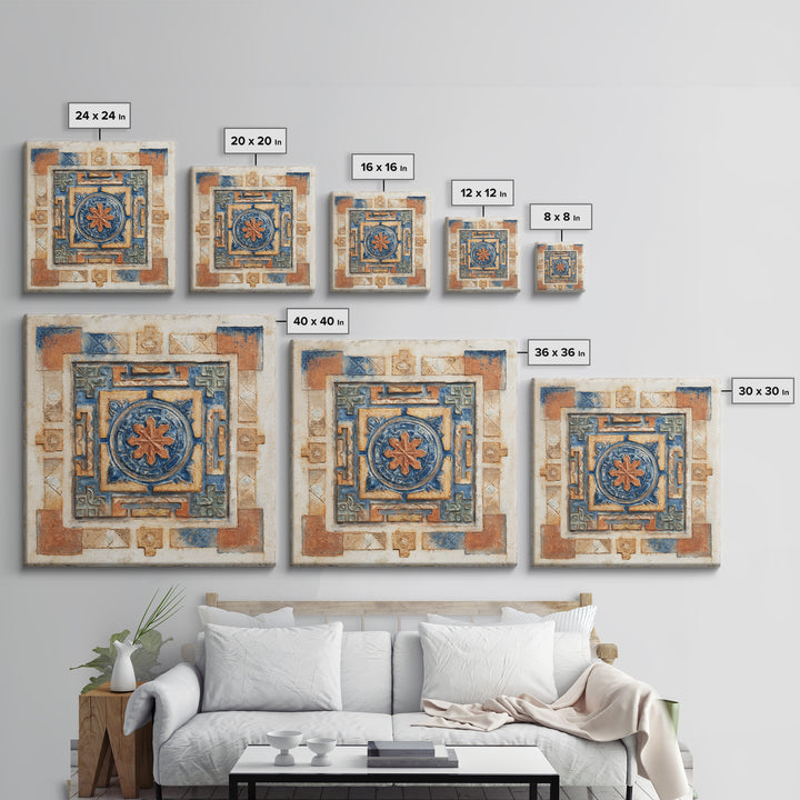 Italian Tile Pattern Framed Canvas Print, Italian Villa Art, Digital Download Art, Living Room Decor, Fine Art, Villa, IVA-1x1-65