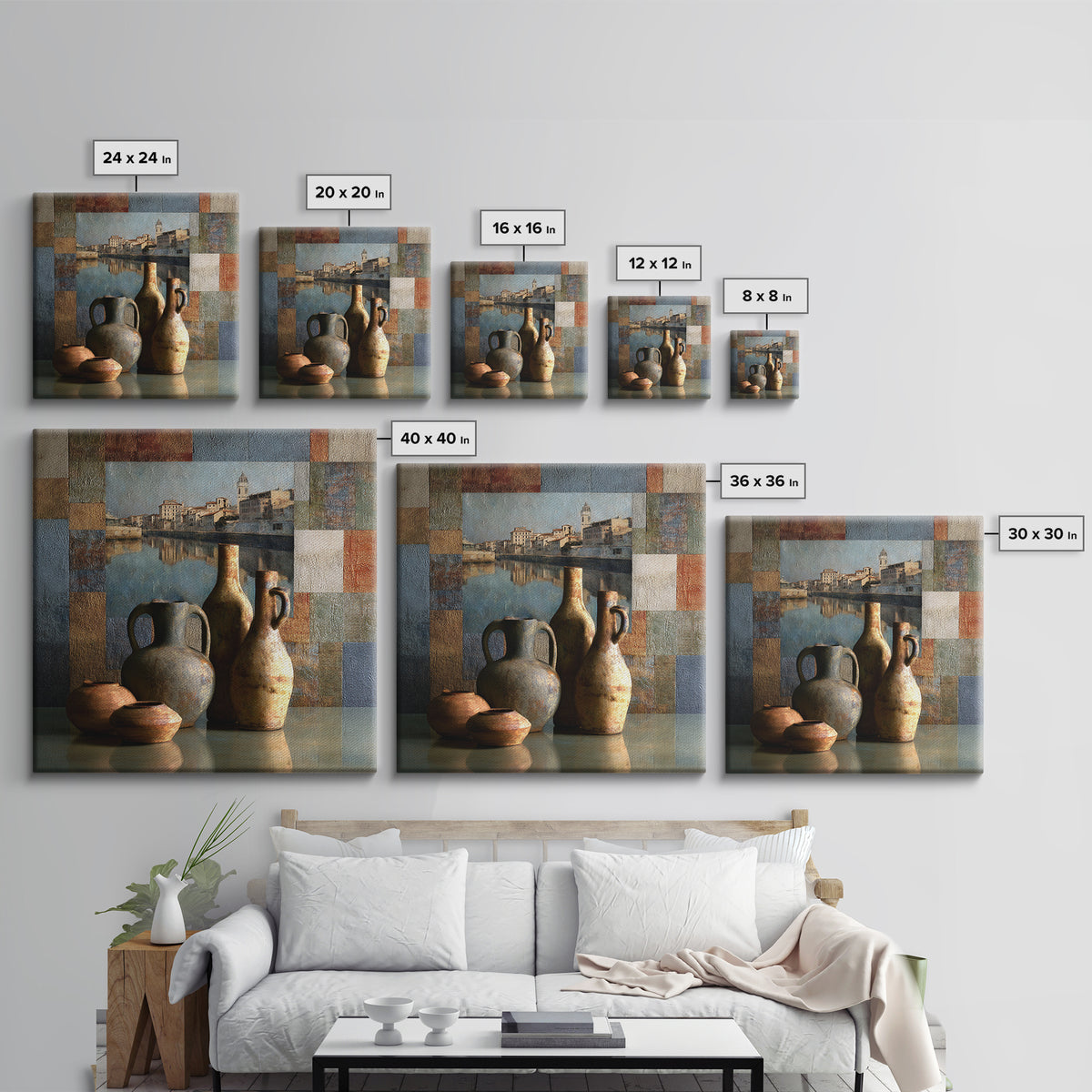 Venetian Canal Reflection Without City Crowd Canvas Print, Italian Villa Art, Gallery Wall Set, Living Room Decor, Villa, IVA-1x1-68