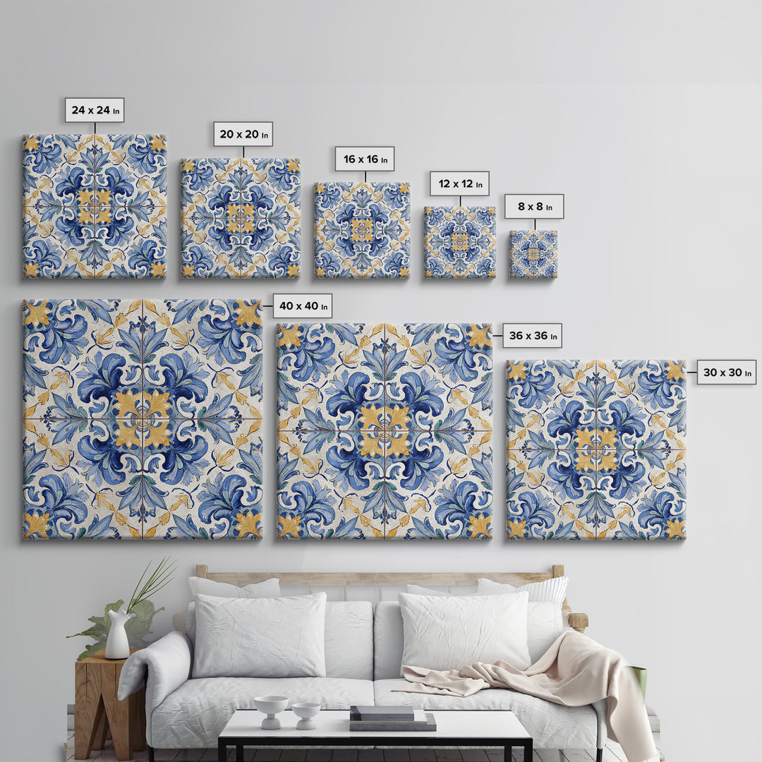 Italian Tile Pattern Canvas Print, Italian Villa Art, Rustic Home Decor, Living Room Decor, Fine Art, Villa, Boho Decor, IVA-1x1-89