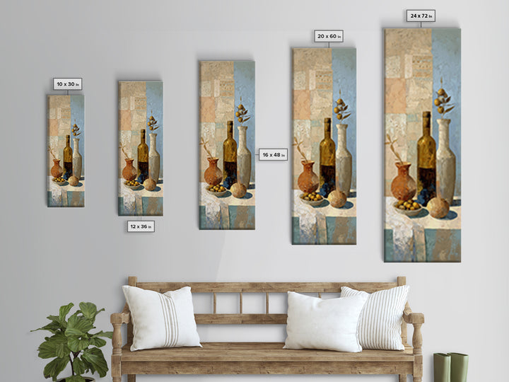White Wine and Olives Still Life Canvas Print, Italian Villa Art, Wall Art Prints, Living Room Decor, Fine Art, Villa, IVA-1x3-100