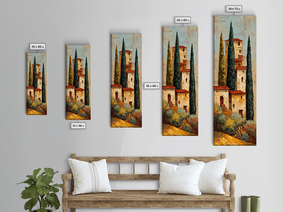 Tuscan Hillside with Cypress Trees and Golden Canvas Print, Italian Villa Art, Living Room Art, Living Room Decor, Villa, IVA-1x3-13