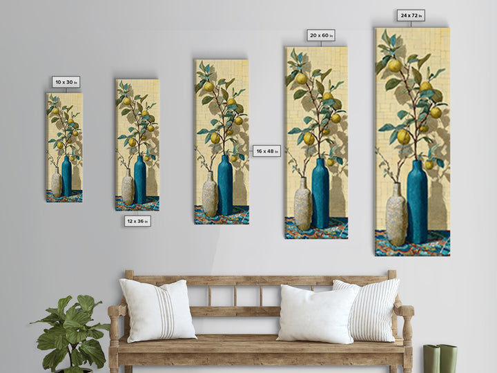 Lemon Branch in Blue Ceramic Vase Canvas Print, Italian Villa Art, Gallery Wall, Living Room Decor, Fine Art, Villa, Home Decor, IVA-1x3-14