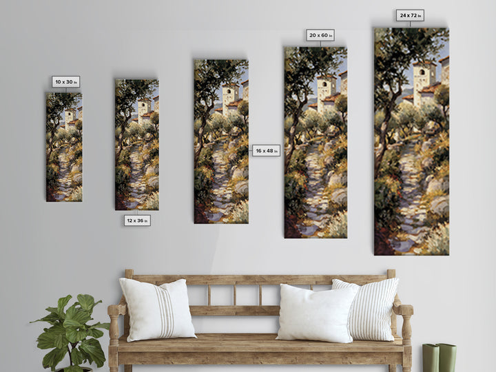 Olive Grove Path Framed Canvas Print, Italian Villa Art, Landscape Print, Living Room Decor, Abstract Art, Villa, IVA-1x3-15