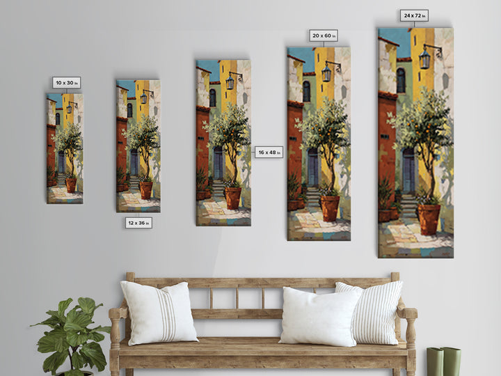Orange Tree in a Courtyard Planter Canvas Print, Italian Villa Art, Coastal Decor, Living Room Decor, Fine Art, Villa, IVA-1x3-2