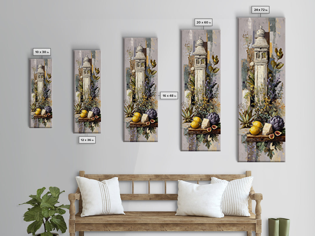 Figs and Cheese on Rustic Wooden Board Canvas Print, Italian Villa Art, Landscape Art, Living Room Decor, Watercolor Art, Villa, IVA-1x3-21