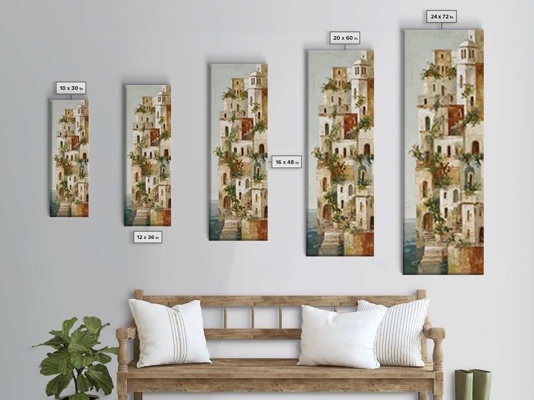 Amalfi Coast Cliffs Canvas Print, Italian Villa Art, Fine Art Print, Living Room Decor, Fine Art, Villa, Original Painting, IVA-1x3-25