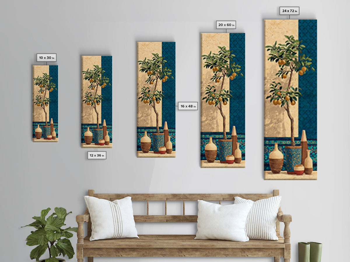Orange Tree in a Courtyard Planter Canvas Print, Italian Villa Art, Coastal Decor, Living Room Decor, Fine Art, Villa, IVA-1x3-26