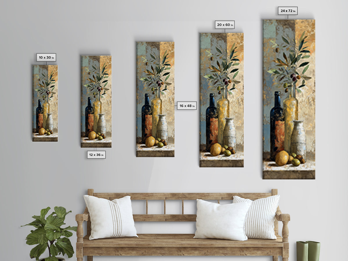 White Wine and Olives Still Life Canvas Print, Italian Villa Art, Neutral Wall Art, Living Room Decor, Fine Art, Villa, IVA-1x3-28
