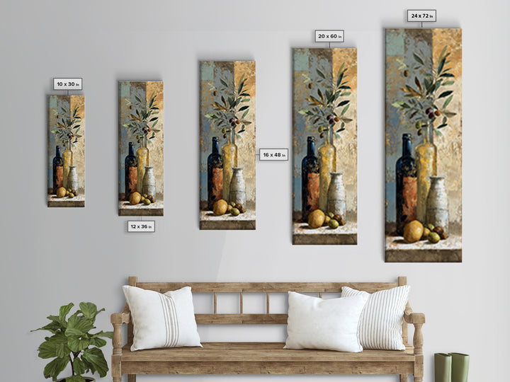 White Wine and Olives Still Life Canvas Print, Italian Villa Art, Neutral Wall Art, Living Room Decor, Fine Art, Villa, IVA-1x3-28