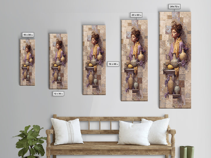Renaissance Inspired Portrait with Modern Softness Canvas Print, Italian Villa Art, Landscape Painting, Living Room Decor, IVA-1x3-30