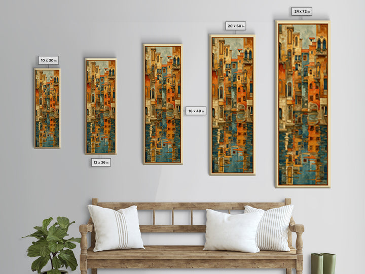 Venetian Canal Reflection Without City Crowd Canvas Print, Italian Villa Art, Rustic Home Decor, Living Room Decor, Villa, IVA-1x3-32